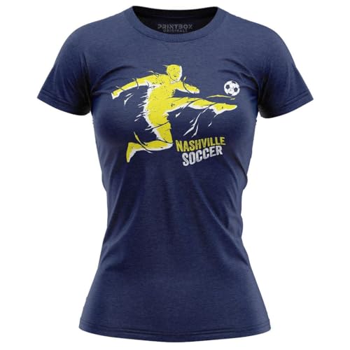 Nashville Soccer Jersey Tshirt for Women, Practice Apparel, Football Game Tee Navy Blue