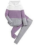 Kxuryueo Kids Outfits Girls Ribbed Long Sleeve Tops Fashion Hoodies and Loose Pants (5-6T)
