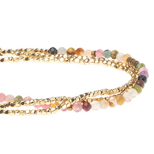 Scout Curated Wears - Women's Delicate Stone Wrap Bracelet & Necklace - Tourmaline/Gold - Stone of Healing3