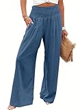ANRABESS Women Linen Palazzo Pants Summer Boho Wide Leg High Waist Casual Lounge Pant 2026 Beach...