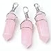 3pcs Natural Rose Quartz Crystal Healing Point Chakra Pendants for Necklace Jewelry Making