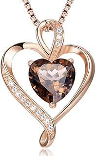 LAVUMO Necklaces for Women Sterling Silver Heart Pendant Chain Necklace Rose Gold Jewellery Cubic Zirconia Gifts for Girlfriend Wife Mum Her Birthday Anniversary Christmas Mothers Day Valentines Gift