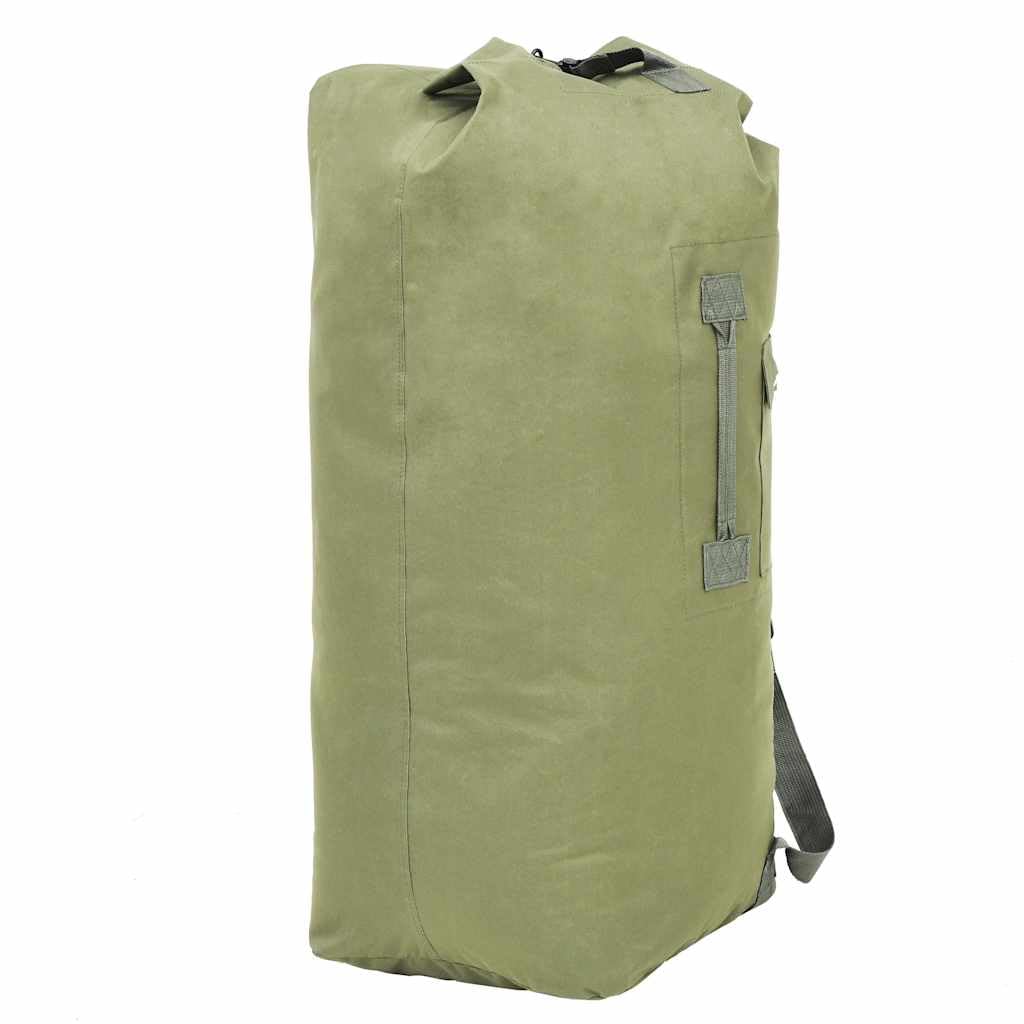Worek marynarski Army Style 85 l, oliwkowo-zielony, wodoszczelny, składany, wytrzymały, z paskiem na ramię, idealny na kemping, do aktywności na świeżym powietrzu, w podróży, dla harcerzy