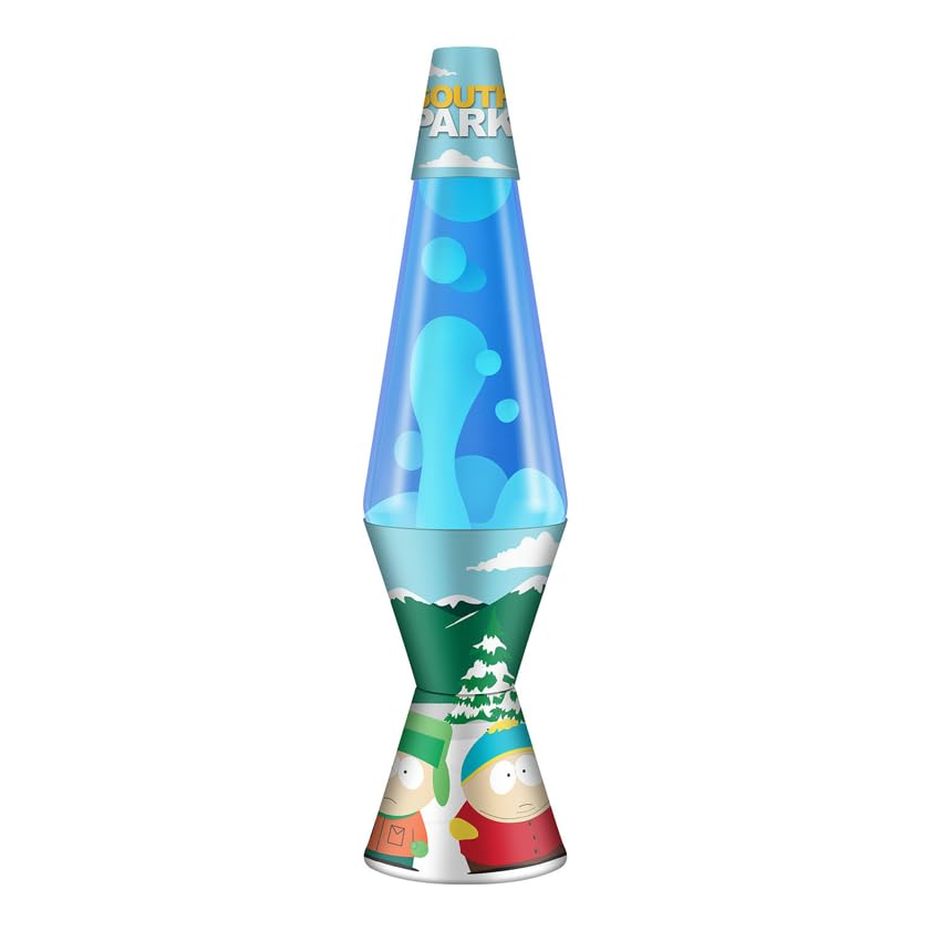Image of Spencer's South Park Bus Stop Lava Lamp | Multi-Colored Base | Blue Liquid | Blue Wax | Home Decor | Lighting