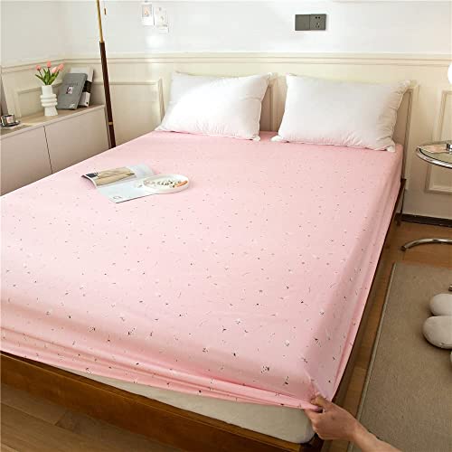 Image of HIGHBUY Kids Pink Floral Printed Fitted Sheet Twin Size 1 Piece Bedding Collection 100 Percent Cotton Solid Wrinkle Free Comfortable Deep Pocket Twin, Floral