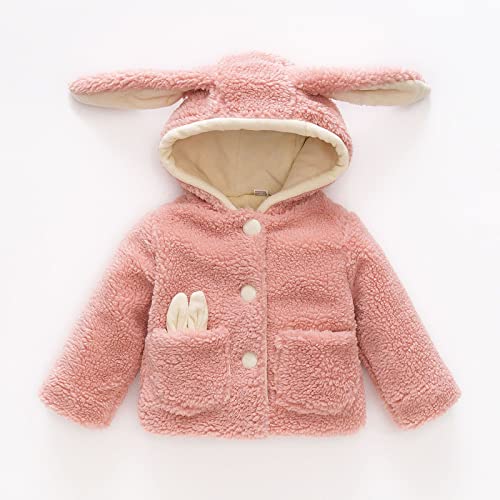 Fuzzy Fleece Cartoon Hooded Coat for Toddler Girls Button Down Cute Ear Shape Jacket Baby Girls Warm Plush Outwear3