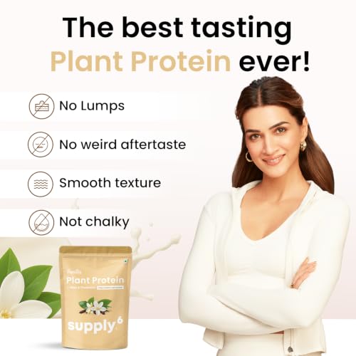 Image of Supply6 Plant Protein | 24g Vegan Protein with Probiotics & Fibre | Complete Amino Acids | Gut-Friendly, Zero Sugar, No Chalkiness | Delicious Taste (1000g, Vanilla)