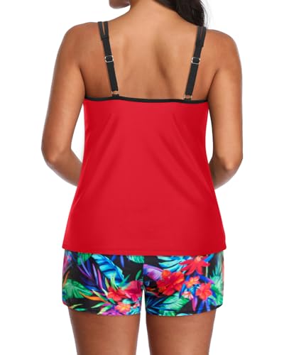 Image of Two Piece Tankini Swimsuit for Women Tummy Control Bathing Suit with Shorts