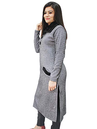 Image of Matelco Women's Wool Straight Kurti for Winters (Ad04Caz45 Black Parent).