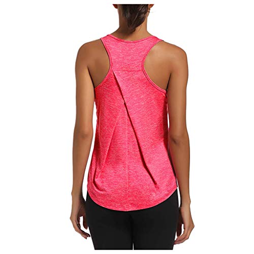 Youmymine Workout Tops for Women Exercise Gym Yoga Shirts Athletic Tank Tops Gym Clothes (M, Hot Pink)