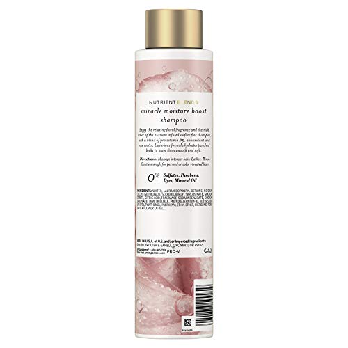 Pantene Nutrient Blends Miracle Moisture Boost Rose Water Shampoo For Dry Hair, Sulfate Free, Floral, 9.6 Fl Oz #TOP1
