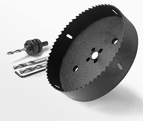 6-1/4 Inch Hole Saw with 1/2" Hex Shank Quick Change Arbor, JTemgle Bi-Metal Hole Saw Heavy Duty Hole Cutting Tool for Cornhole Boards, Recessed Lights, Wood, Plastic, Drywall & Soft Metal