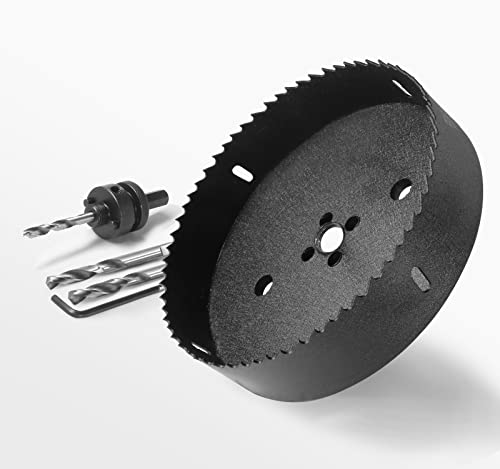 Image of 6-3 /8 Inch Hole Saw with 1 /2 inch Hex Shank Quick Change Arbor, JTemgle Bi-Metal Hole Saw Heavy Duty Hole Cutting Tool for Cornhole Boards, Recessed Lights, Wood, Plastic, Drywall & Soft Metal