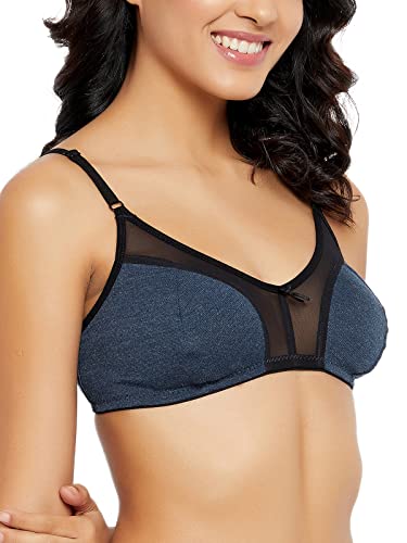 Image of Clovia Women's Cotton Spandex Solid Non-Padded Full Cup Wire Free Everyday Bra - Dark Blue