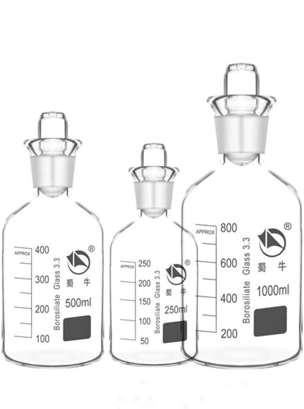 1pcs/lot Lab 250ml 500ml 1000ml Glass Sewage Bottle Glass Dissolved Oxygen Bottle (Size : 1000ml)