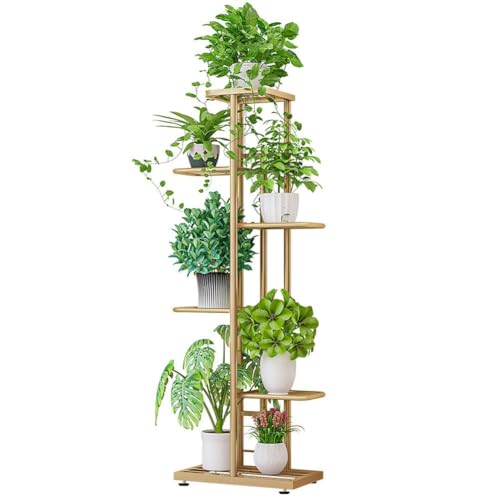 Creperture Soporte de metal para plantas, 6 niveles, 7 macetas, estante de presentación, puede soportar hasta 7 kg, soporte de esquina para plantas, escaleras de flores, decoración para interior,