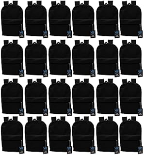 24 Pack Backpack , Bulk 17 inch Lightweight Student Outdoor Travel School Book Bag (Black)