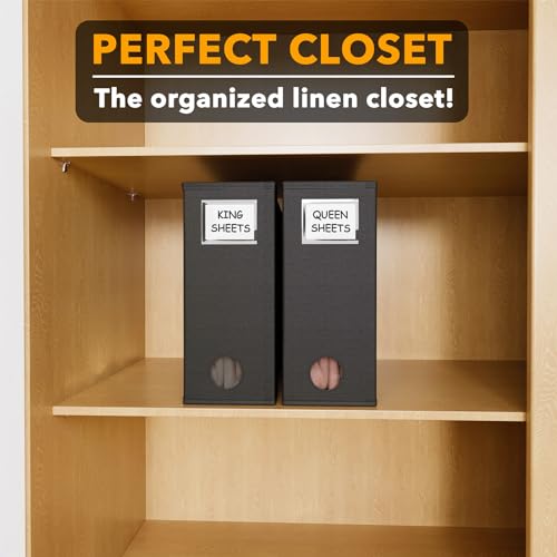 Image of SpaceAid 2 Pack Bed Sheet Organizers and Storage, Foldable Sheet Organizer for Linen Closet, Sheets Set Folder Keeper with Window XL (Queen & King Size) Organizing Bedding Container, Black