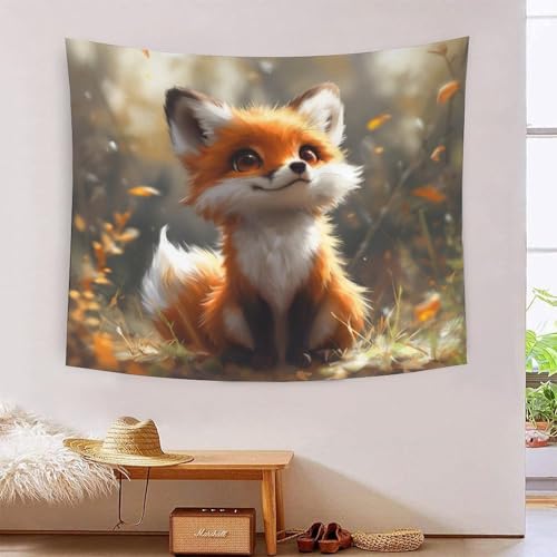 Tapisserie murales 3D decoration murale salon grande serviette plage renard pour chambre