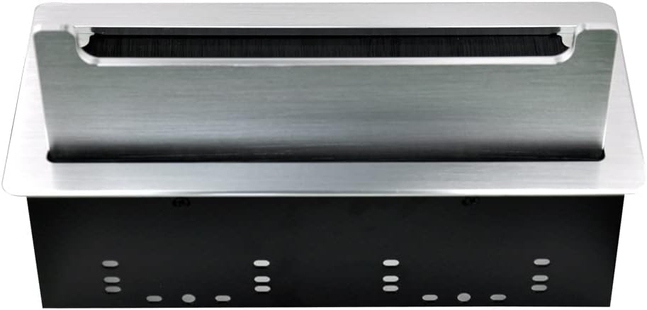 Tabletop Multimedia Connectivity Box with 4 Power Socket +2 USB Charger+1 HDMI+2 RJ45(CAT6) +2 Audio+1 VGA with 5.58ft Power Cord for Conference Room(Silver)