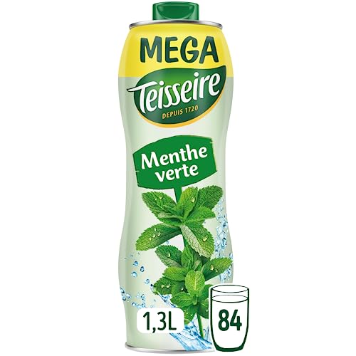 Teisseire Jarabe de Menta Verde para Bebida Refrescante, Cócteles, Bidón 1,3L