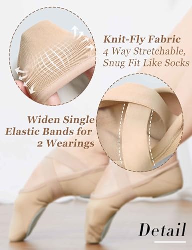 Daydance Girls Women Ballet Shoes Canvas 4 Way Stretch Dance Slippers no Strings3