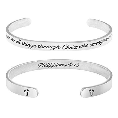 𝐂𝐡𝐫𝐢𝐬𝐭𝐢𝐚𝐧 𝐁𝐫𝐚𝐜𝐞𝐥𝐞𝐭𝐬 for 𝐖𝐨𝐦𝐞𝐧 Inspirational Religious Gifts for Her Bible Verse Bapstism Jewelry Cuff Bangle