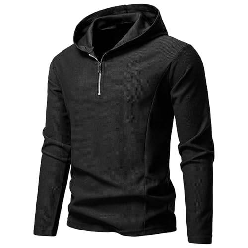 Pull à manches longues pour homme en coton noir avec capuche