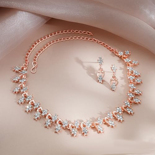 Image of Rubans Necklace Set American Diamond Cubic Zirconia Jewellery Gift for Women & Girls
