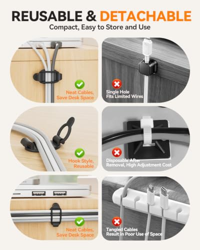 15 Pack Clips Adhesivos Elásticos Ajustables para Cable, Organizador de Cables para Oficina, Hogar, Coche y Más (Negro) miniatura 4