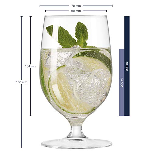 Leonardo Ciao+ Wasserglas, 1 Stück, Trink-Glas mit gezogenem Stiel, spülmaschinenfester Saft-Kelch, 300 ml, 061453 – Ansicht 3