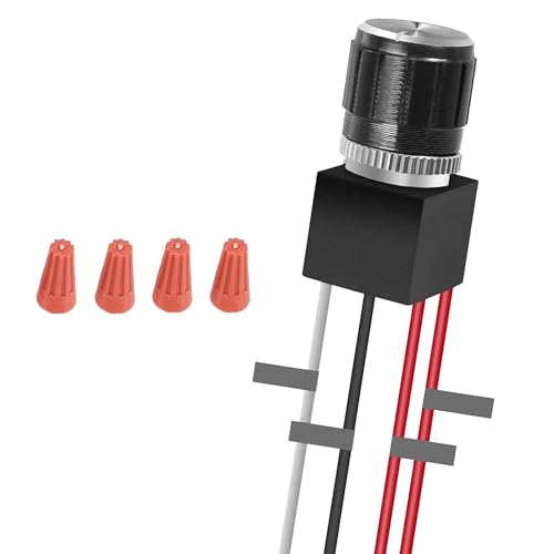 12 Volt DC Dimmer Switch Knob for LED RV Lights, 4 Wires,12V/24V DC, Waterproof IP 65, for Camper/Recreational Vehicle/Boat/Auto/Truck/Strip Lighting and DC 12V Dimmable LED Lamp, Black