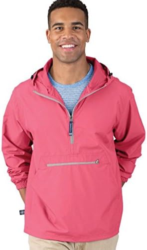 Charles River Apparel Pack-N-Go Wind & Water-Resistant Pullover (Reg/Ext Sizes), Coral, M