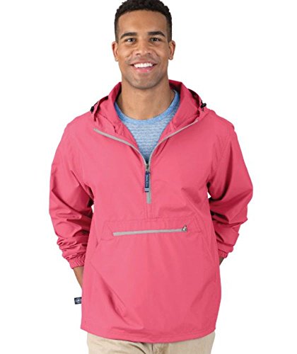 Charles River Apparel Pack-N-Go Wind & Water-Resistant Pullover (Reg/Ext Sizes), Coral, M