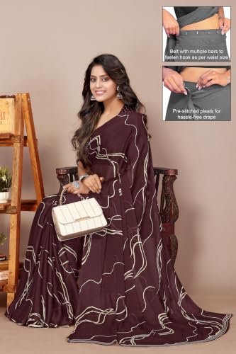 Image of MIRCHI FASHION Women's Ready to Wear 1 Minute Drape Chiffon Printed Saree with Blouse Piece