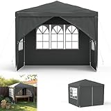 Sicht- und Sonnenschutz: Der Gartenpavillon ist mit transparenten Seitenfenstern und verschließbaren Eingängen ausgestattet, die für eine optimale Belüftung sorgen. Zudem schützt der Zelt vor UV-Strahlung und bietet hervorragenden Sichtschutz – ideal für Ihre Veranstaltungen und Outdoor-Aktivitäten