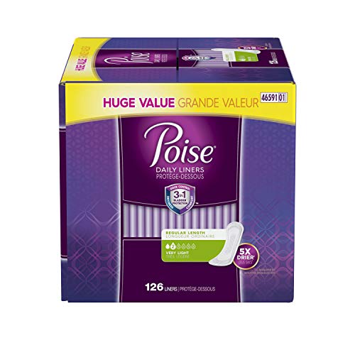 Poise Daily Incontinence Panty Liners, Very Light Absorbency, 126 Count