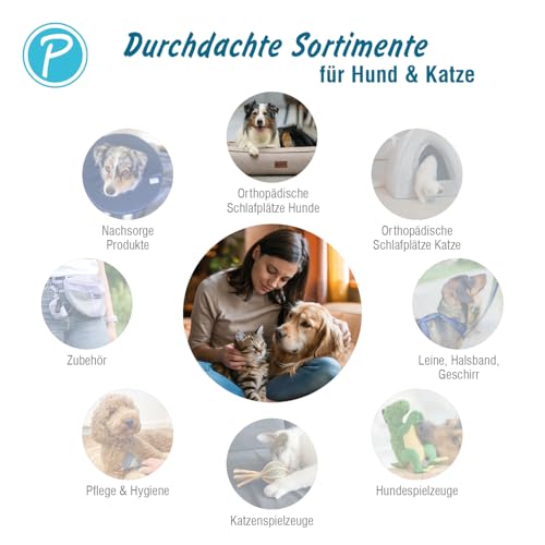 Petlando orthopädisches Hundebett Lima Ortho, ergonomische Liegefläche, Bezug waschbar 60°C, rutschfest, M Stone, Hundematte grau, Hundekissen kleine bis mittelgroße Hunde