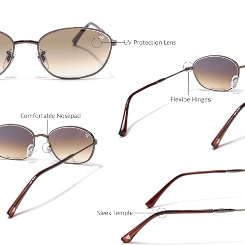 Image of Voyage Oval Polarized Sunglasses for Men & Women (Black Lens | Grey Frame - MG7625)