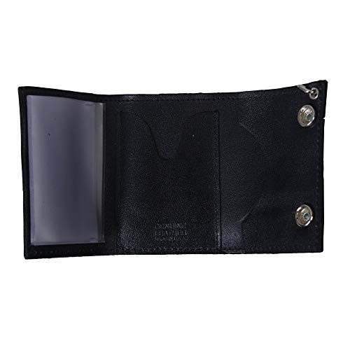 Hot Leathers WLB1001 Black, 4" Classic Black Wallet with Chain (Black, 4")2