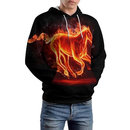 Sweat à capuche Cheval Feu pull décontracté pour les sorties en ville taille S