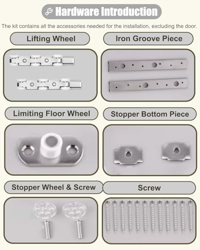 Heavy Duty Barn Door Hardware Kit - Sliding Track System for Pocket & Bypass Doors, Durable Wall-Mounted Solution for Cabinets & Sliding Doors