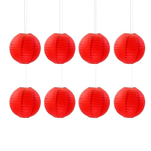 Vastsea 8 Piezas Farolillos Rojo de Papel, Rojo Redonda Farolillos de Papel, Decoración de Linterna, Aplicar para Fiestas, Fiesta de Navidad, Celebraciones Familiares(Rojo, 11,8 Pulgadas)