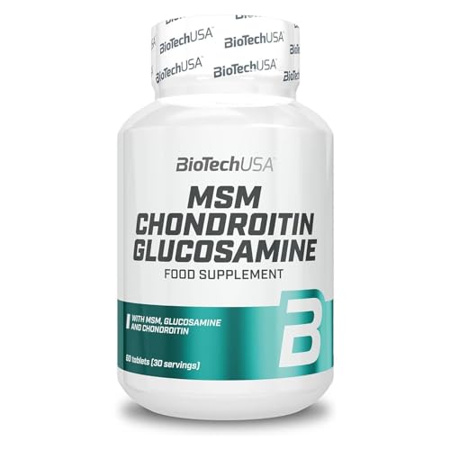 BioTechUSA MSM Chondroitin Glucosamine, Complemento alimenticio a base de MSM, glucosamina y condroitina, 60 tabletas
