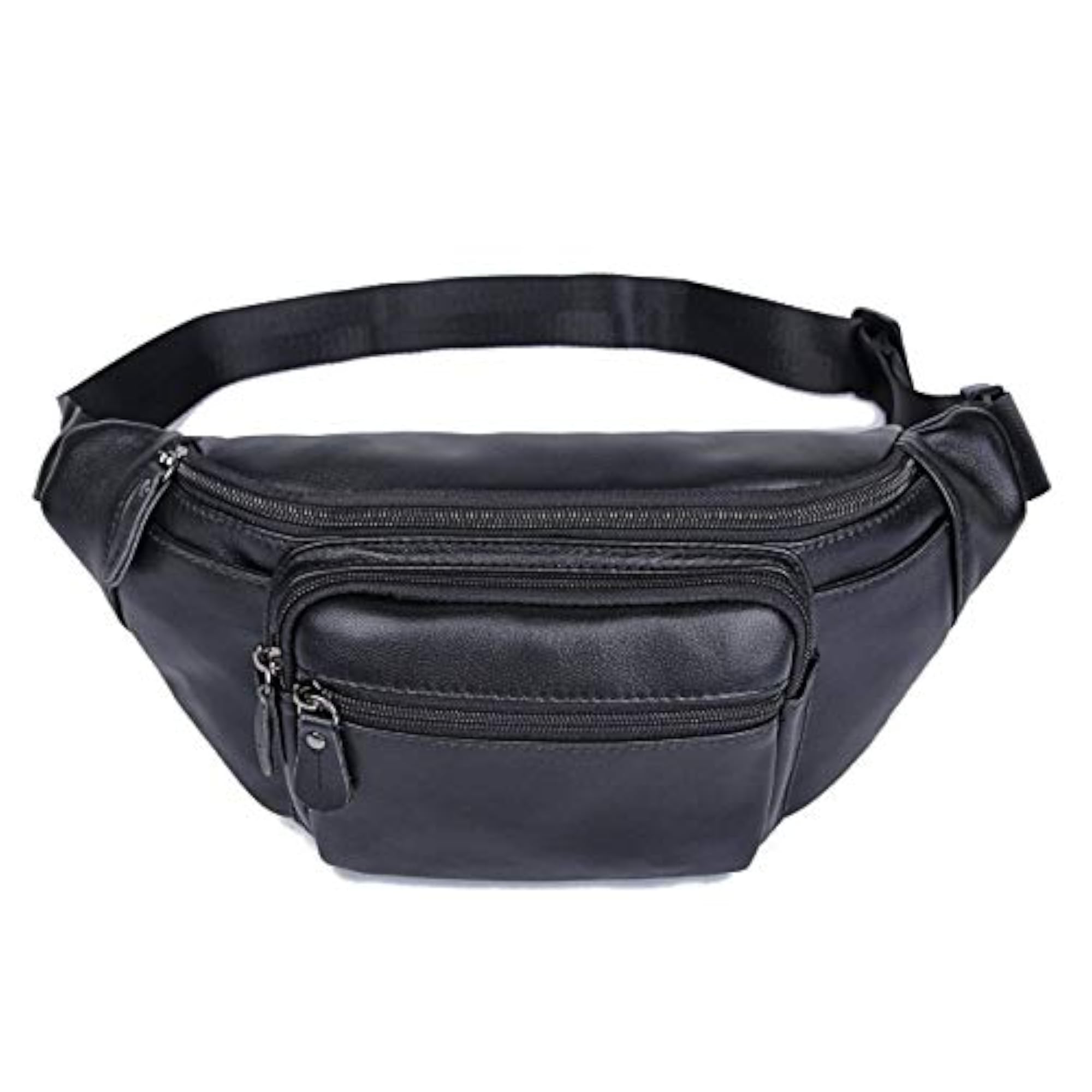 Classic Style Leather Fanny Pack/Waist Bag, Black