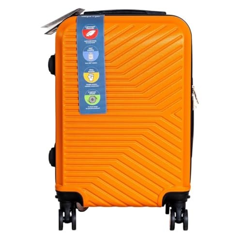 Mala de Bordo ABS Ultra Leve, 50x33x20 cm, Rodas Removíveis 360°, Cadeado Numérico Integrado, Padrão ANAC, Laranja