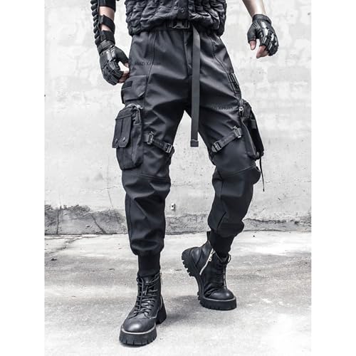 Men's Japanese High Street Multi Pocket Cargo Pants Functional Tactical Paratrooper Pants Men Casual Harem Pants2