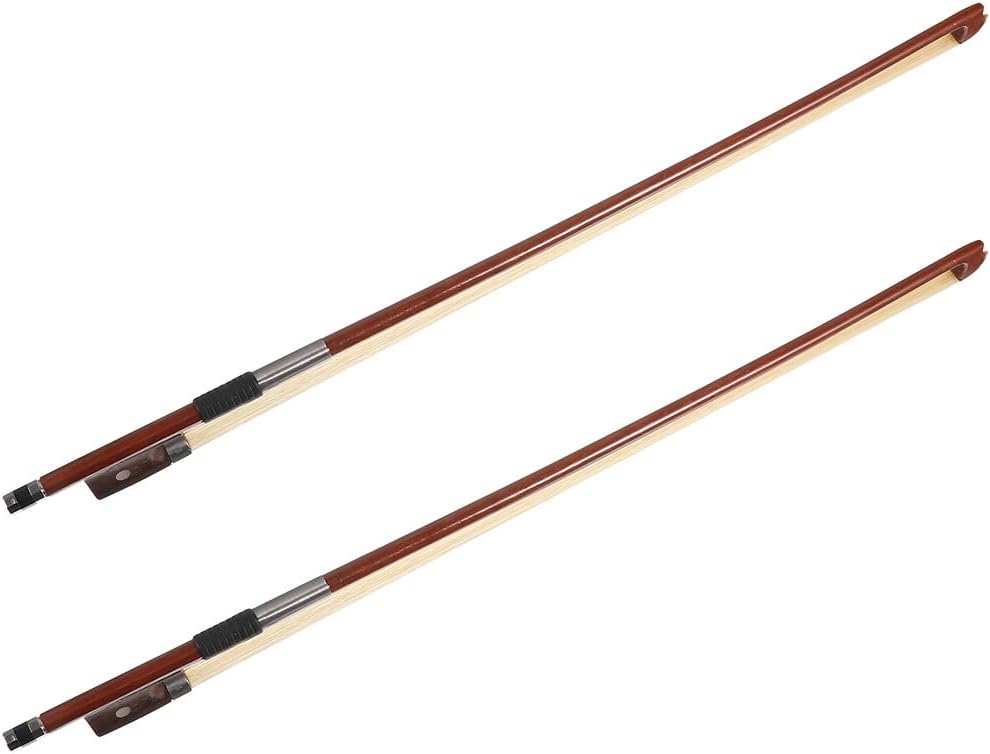 Vaguelly 2Pcs Violin Bow Replacement Wood Made Bow with Natural Horsetail Hair for Violins Accessory for Students and Music Lovers