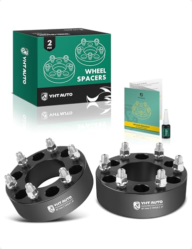 YHTAUTO 6x135 to 6x5.5 Wheel Adapters 2 Inch Compatible with Ford & Jeep & Lincoln Tire Spacers w/ M14X2 & 12.9 Grade Studs 87.1mm Center Bore 6 Lug 2PCS Black