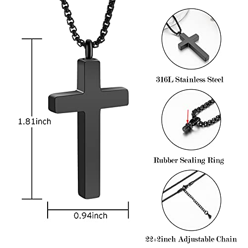 Dletay Cremation Necklace for Ashes Stainless Steel Cross Pendant Urn Necklace Memorial Keepsake Jewelry for Men Women3